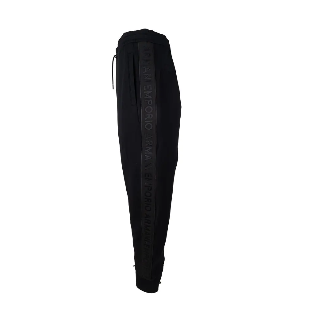 Emporio Armani Track Pants with Logo Detail - '20s Red Cotton Good - Model View