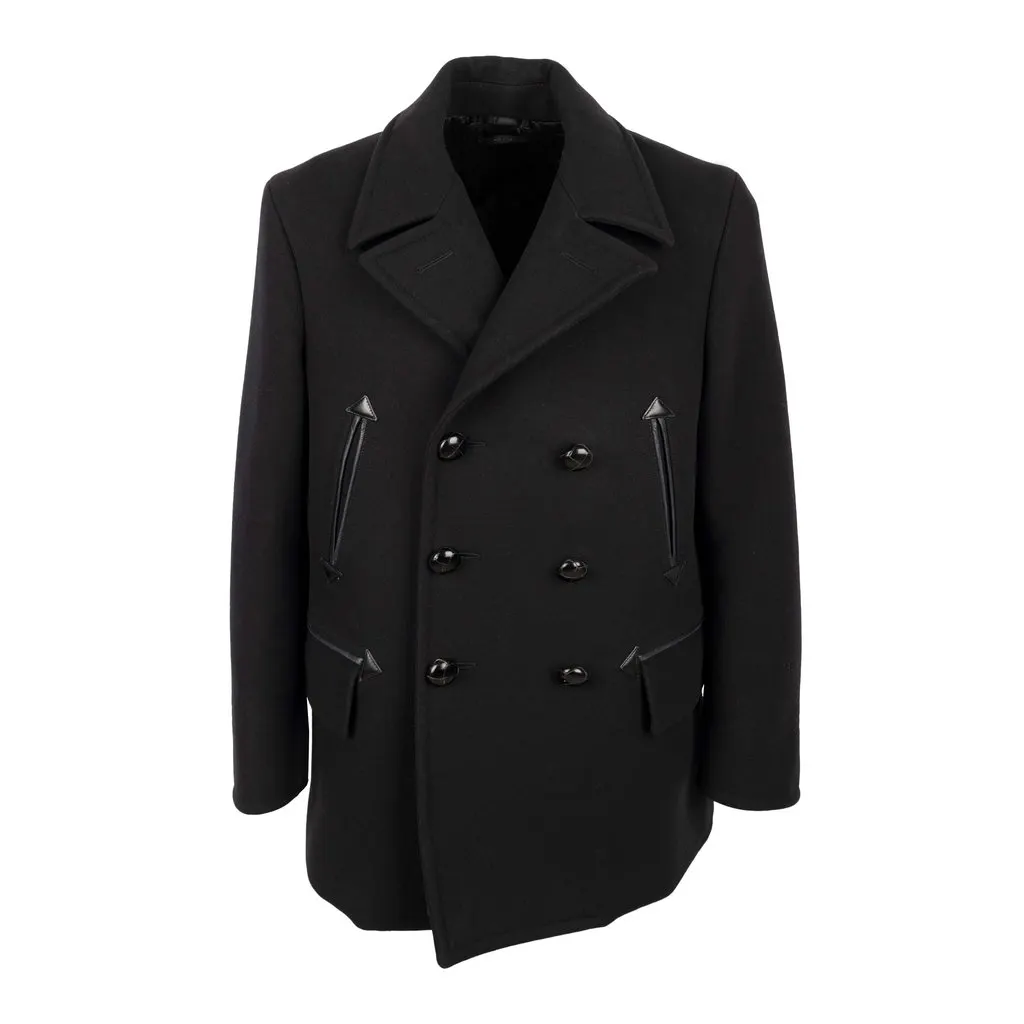 Tom Ford Double-Breasted Coat - '10s Black Leather Good - Front View