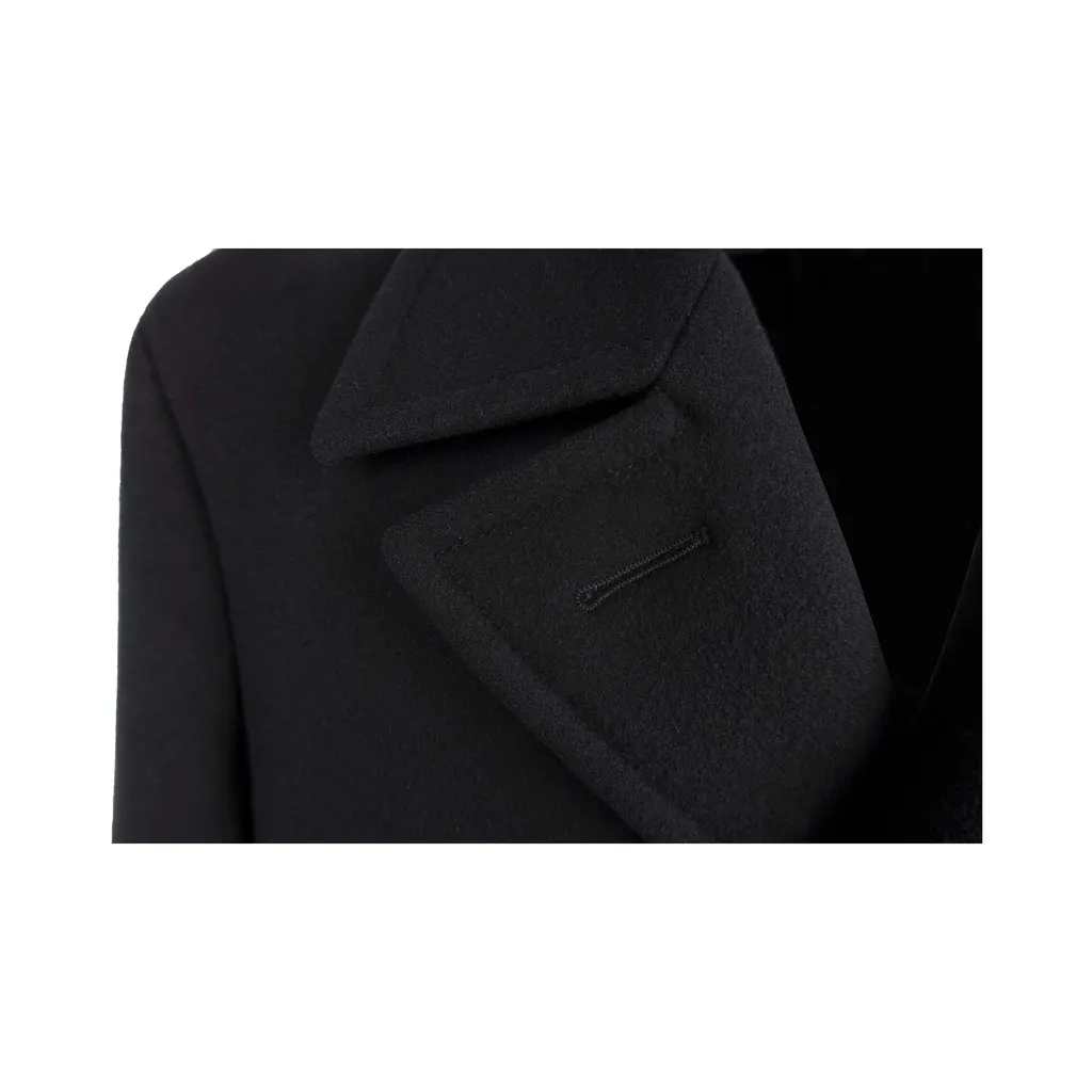 Tom Ford Double-Breasted Coat - '10s Black Leather Good - Model View