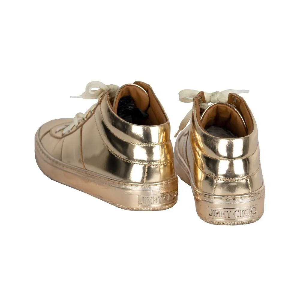 Jimmy Choo Belgravia Metallic Gold Sneakers - '10s Gold Lace Good - Inside View