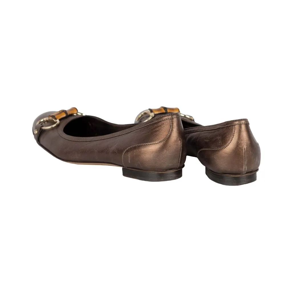 Gucci Bamboo Ballet Flats - '10s Brown Leather Good - Inside View