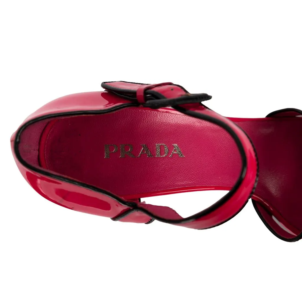 Prada Hot Pink Heel Sandals - '10s Pink Leather Good - Box View