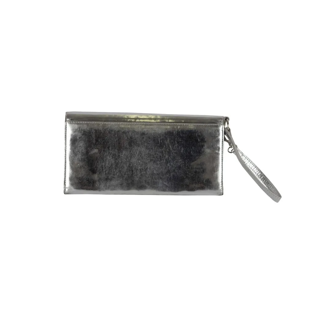 Dior Metallic Silver Pochette - '00s Silver Leather Good - Back View