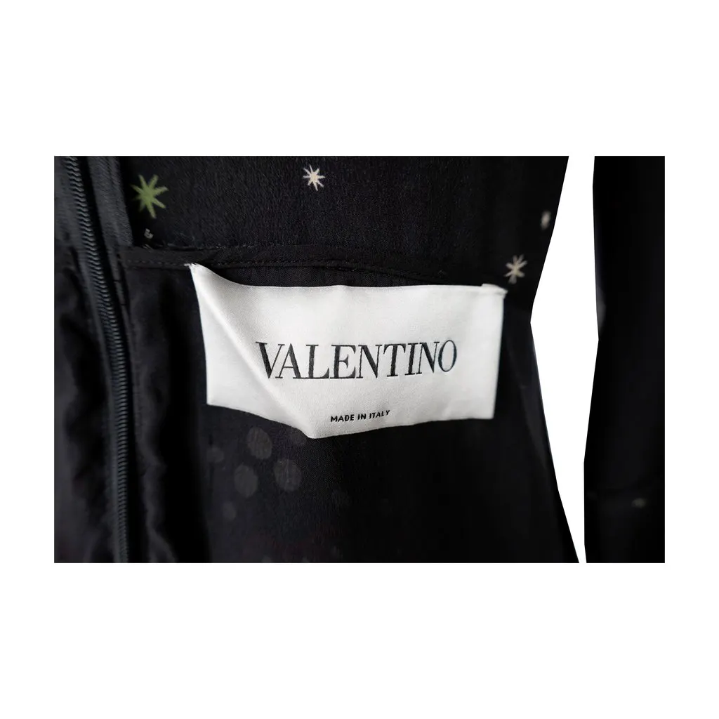 Valentino Silk Print Dress - '10s Black Silk Good - Inside View