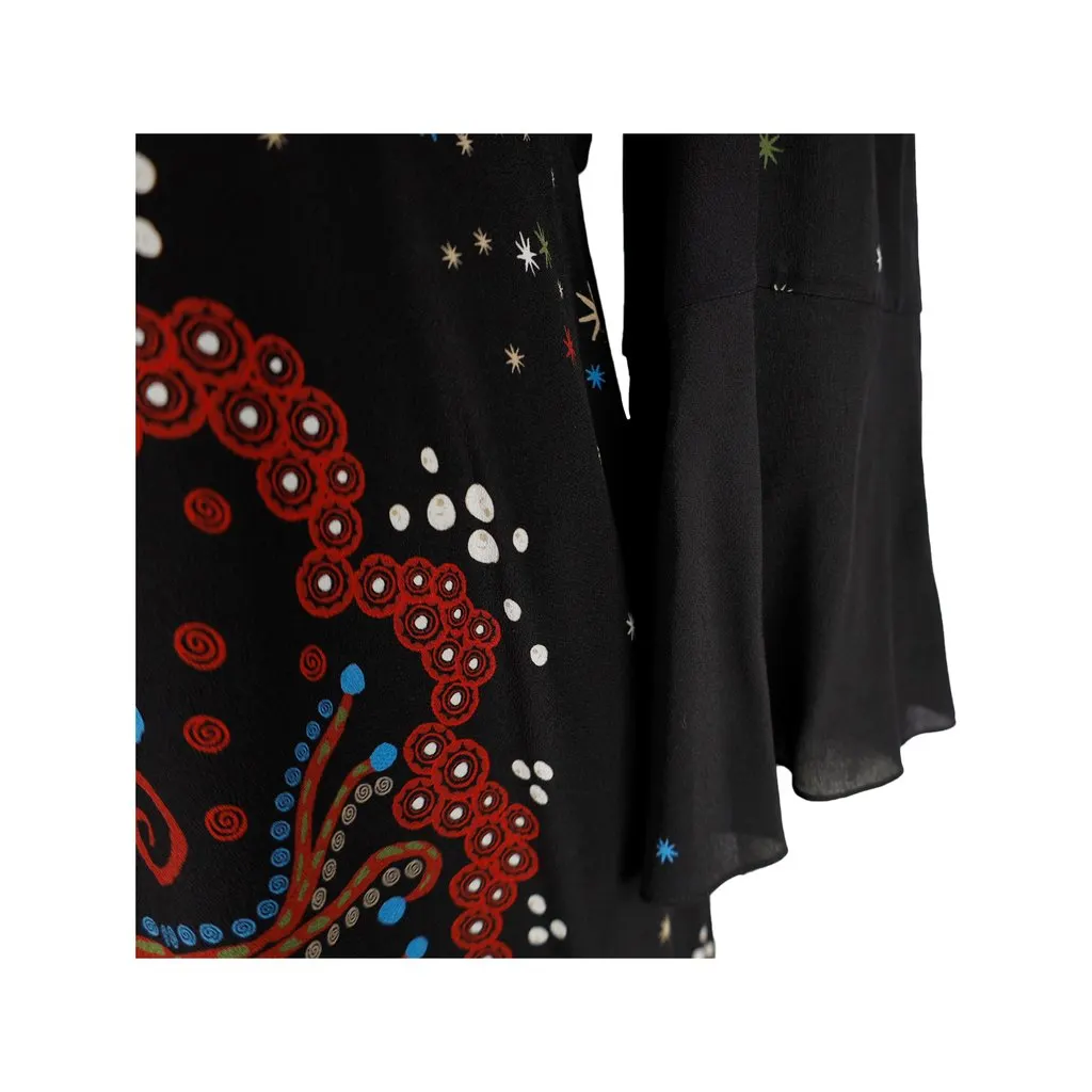Valentino Silk Print Dress - '10s Black Silk Good - Model View