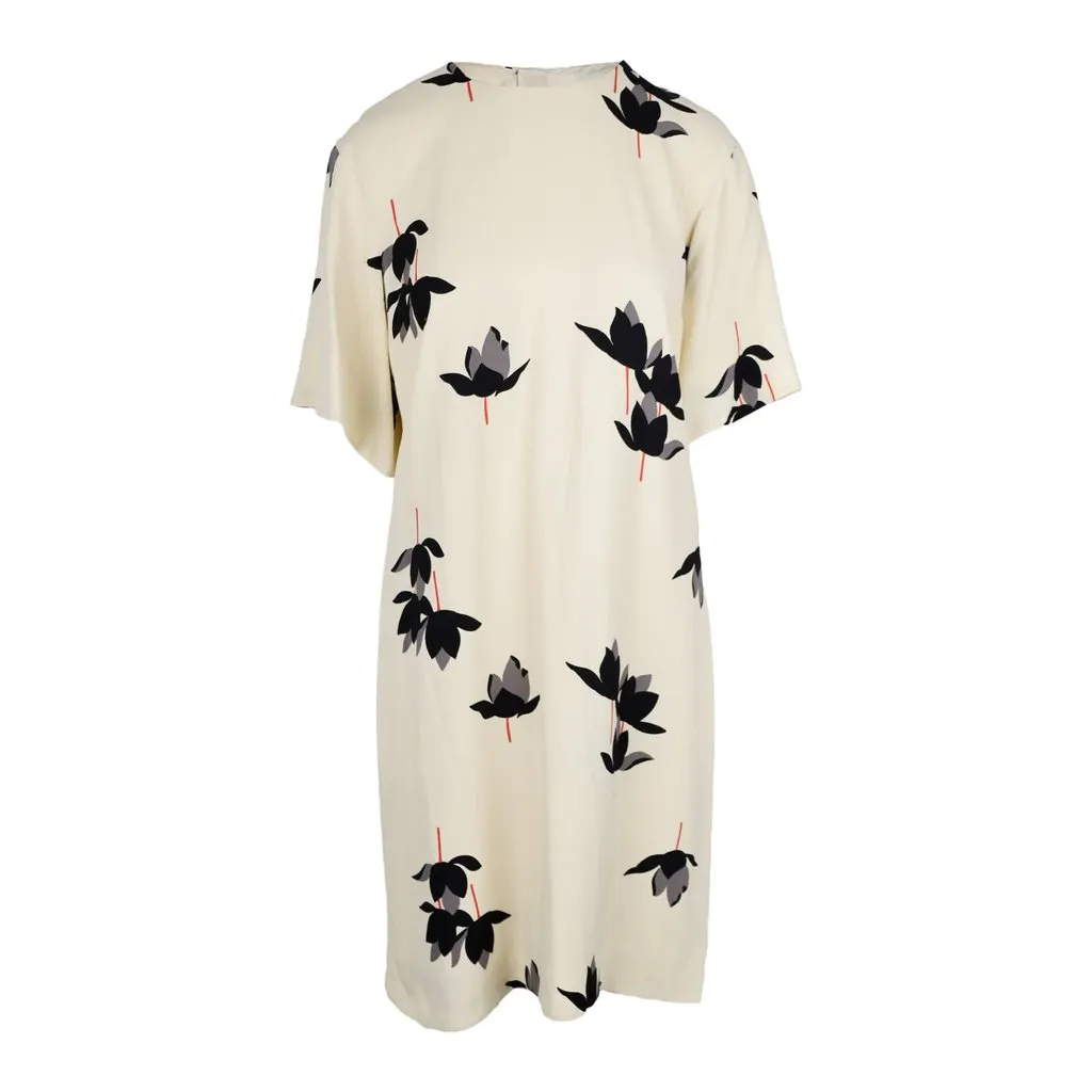 Marni Oversized Flower Print Dress - '10s Beige Good - Front View