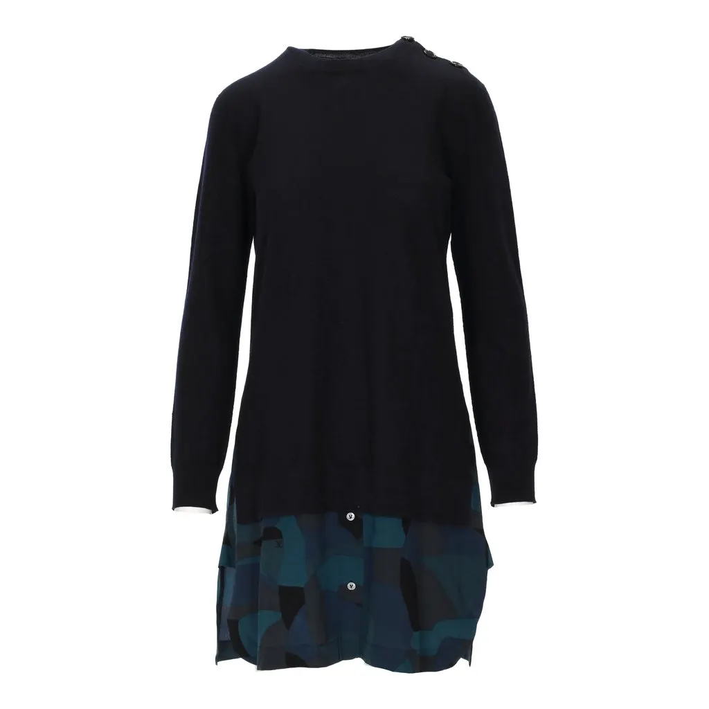 Louis Vuitton Sweater Dress with Pattern Silk - '10s Navy Silk Good - Front View