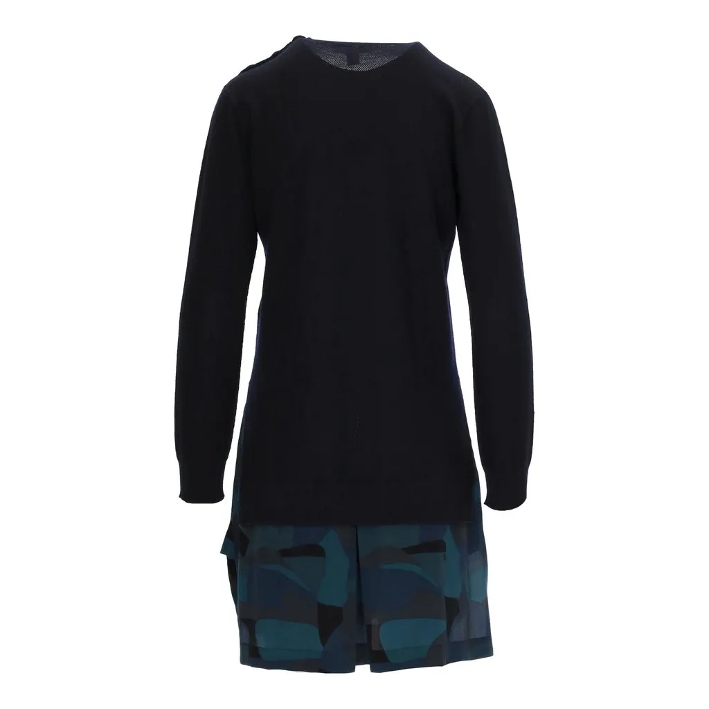Louis Vuitton Sweater Dress with Pattern Silk - '10s Navy Silk Good - Back View