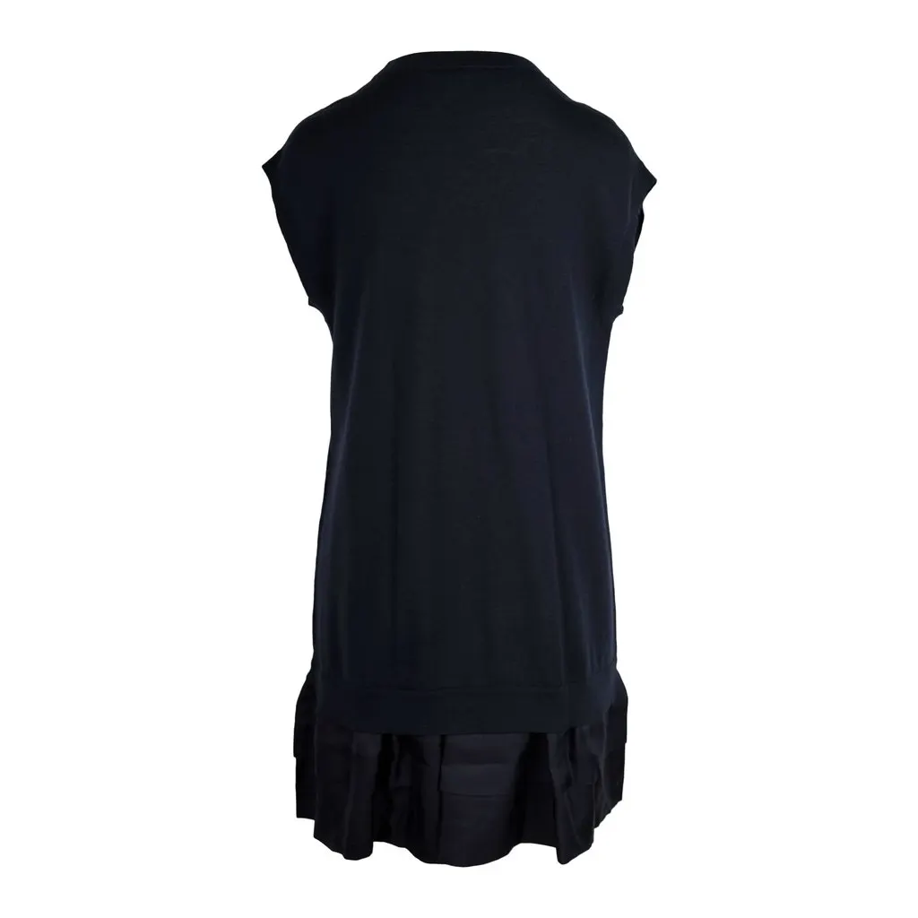 Louis Vuitton Wool Dress with Sequin Details - '10s Navy Wool Good - Back View