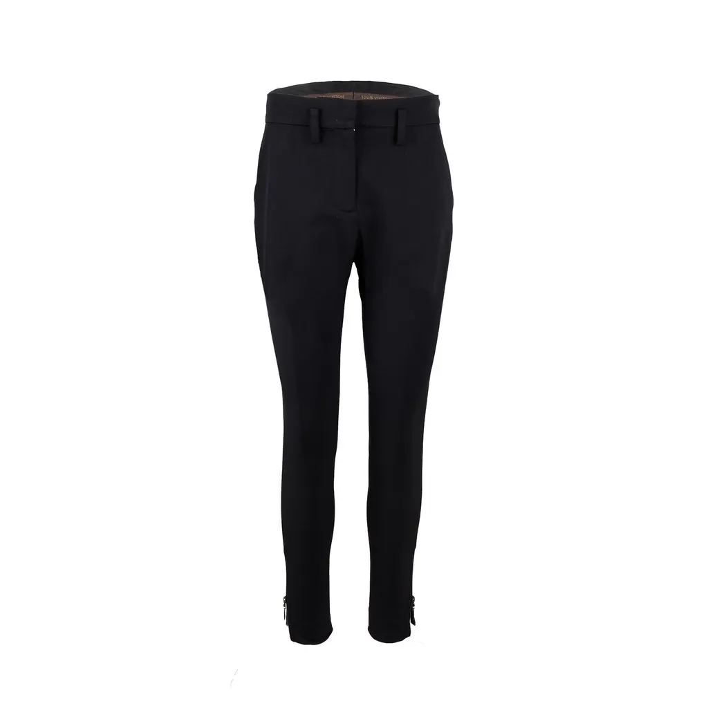 Louis Vuitton Tailor Pants with Zipper Details - '10s Red Silk Good - Front View