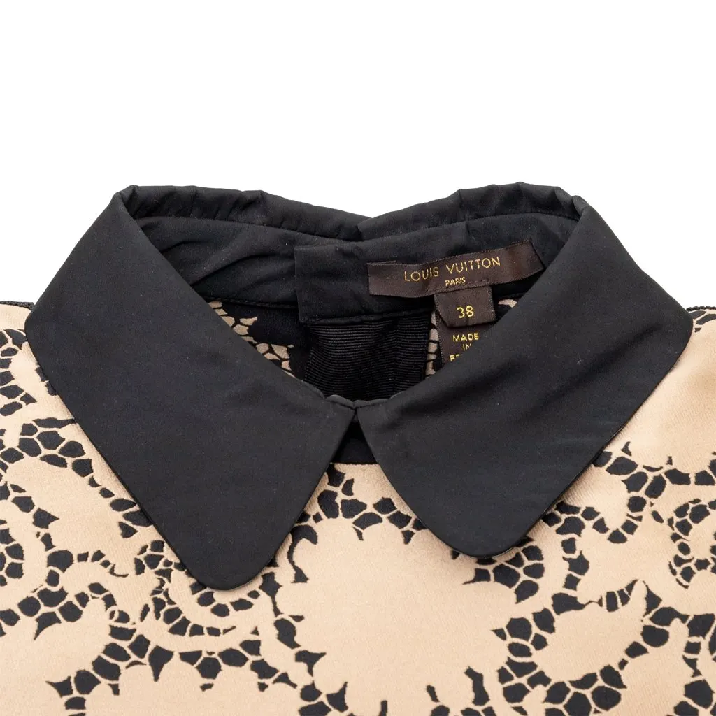 Louis Vuitton Printed Top with Collar - '10s Black Silk Good - Model View