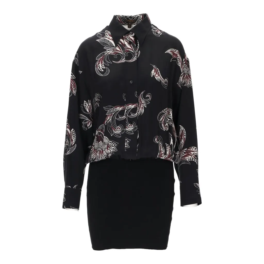 Louis Vuitton Printed Shirt Dress - '10s White Silk Good - Front View
