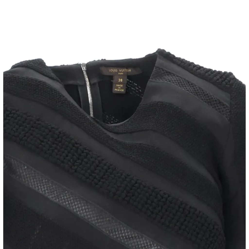 Louis Vuitton Black Dress with Textured Details - '10s Black Good - Model View