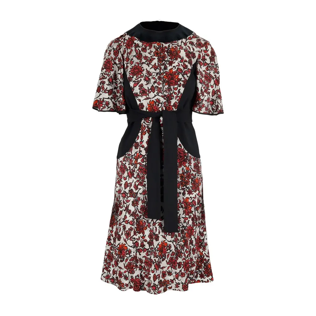 Louis Vuitton Black Floral Printed Dress - '10s Black Velvet Good - Front View
