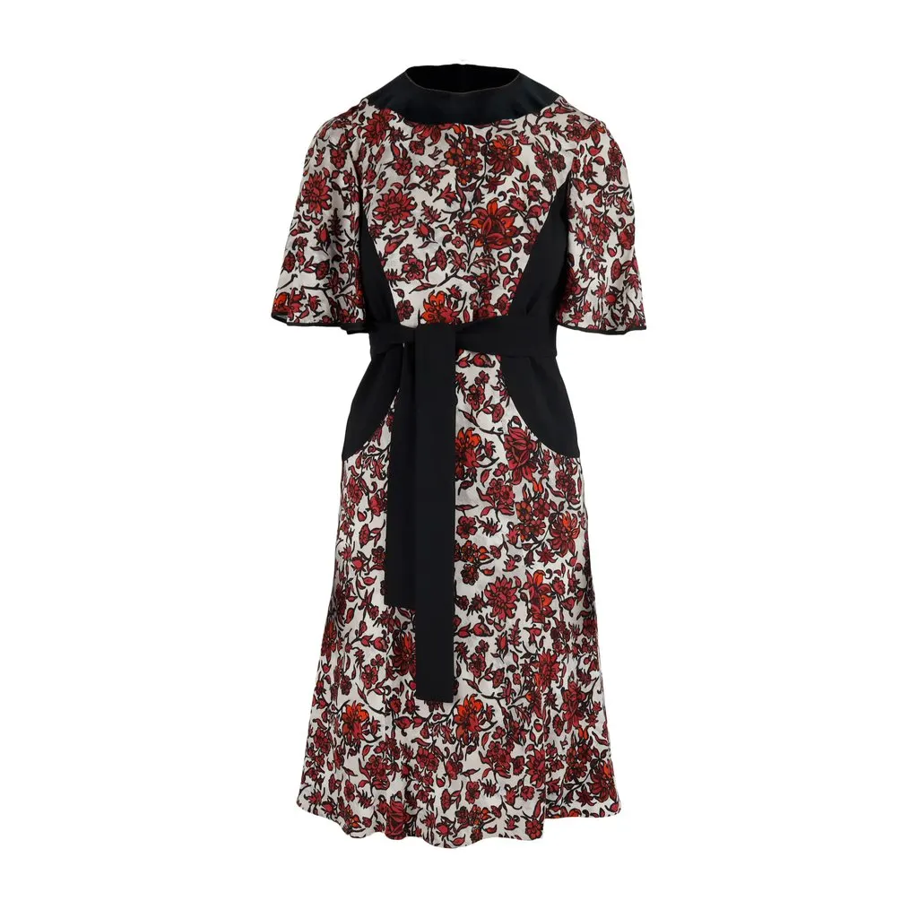 Louis Vuitton Black Floral Printed Dress - '10s Black Velvet Good - Back View