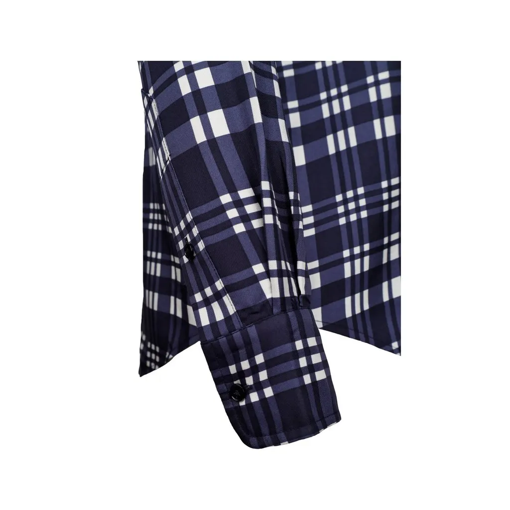Joseph New Garçon Check Twill Silk Shirt - '10s Navy Silk Good - Box View