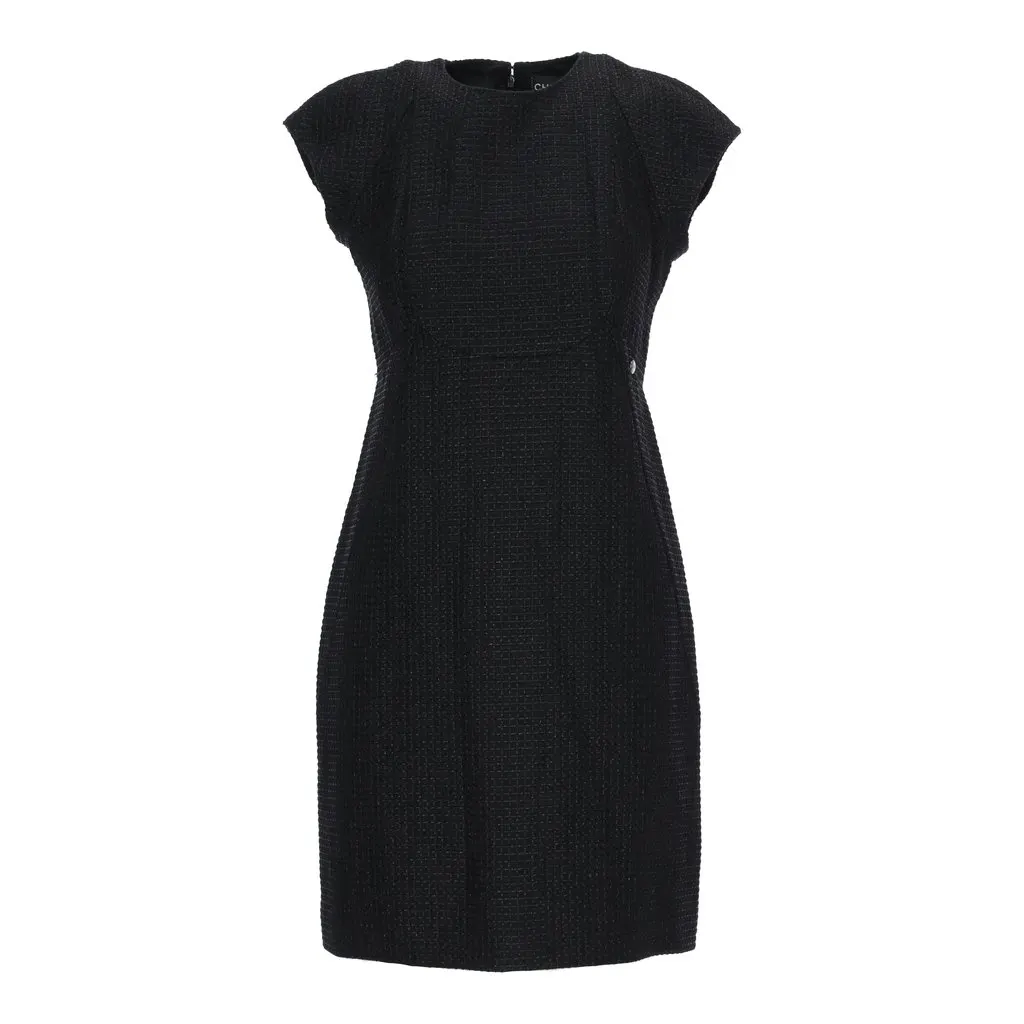 Chanel Black Sheath Dress - '10s Black Tweed Good - Front View