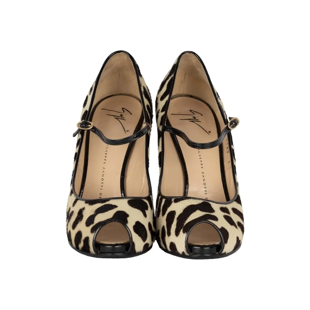 Giuseppe Zanotti Printed Ponyhair Pumps - '10s Red Leather Good - Back View
