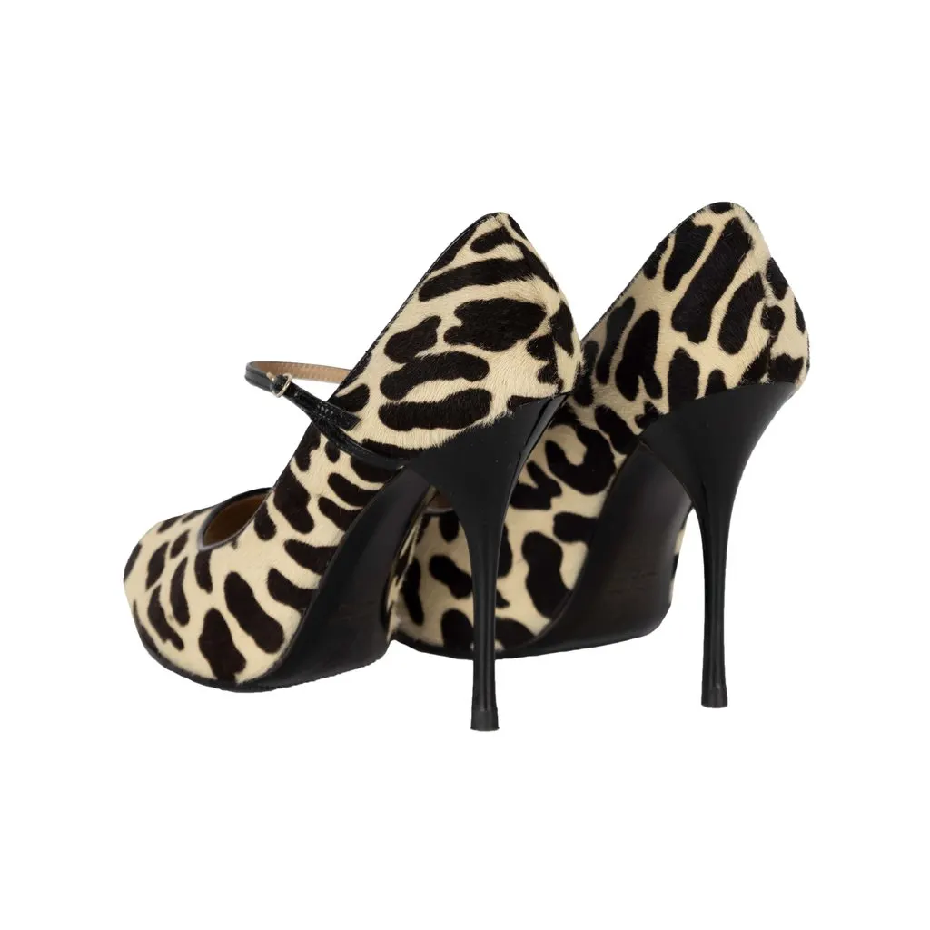 Giuseppe Zanotti Printed Ponyhair Pumps - '10s Red Leather Good - Inside View