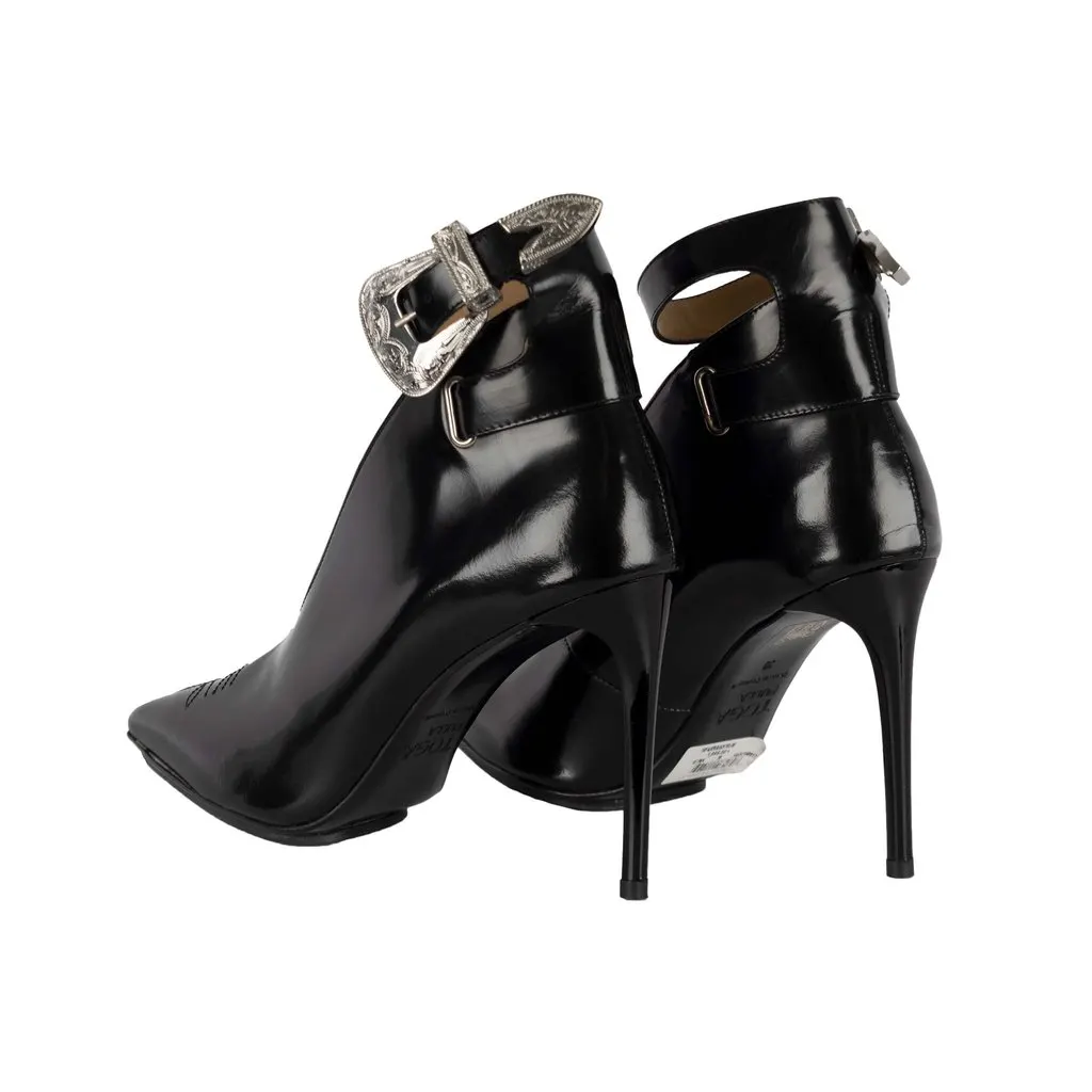 Unsigned Buckled Ankle Boots - '10s Black Leather Good - Inside View