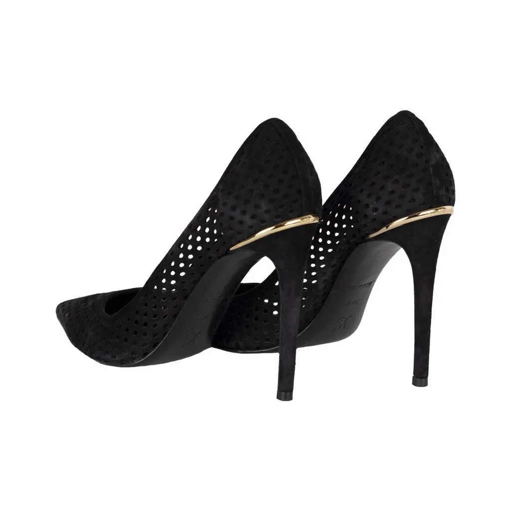 Louis Vuitton Perforated Suede Eyeline Pumps - '10s Black Suede Good - Inside View