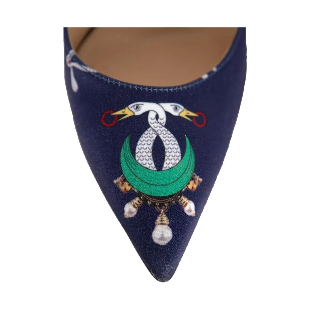 Gianvito Rossi Printed Pumps - '10s Navy Silk Good - Box View