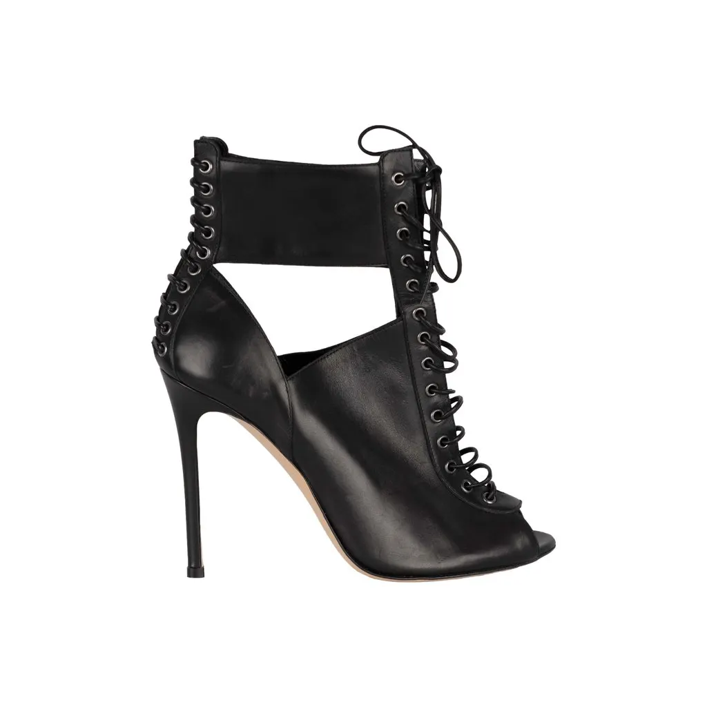 Gianvito Rossi Lace-up Ankle Boots - '10s Red Lace Good - Front View