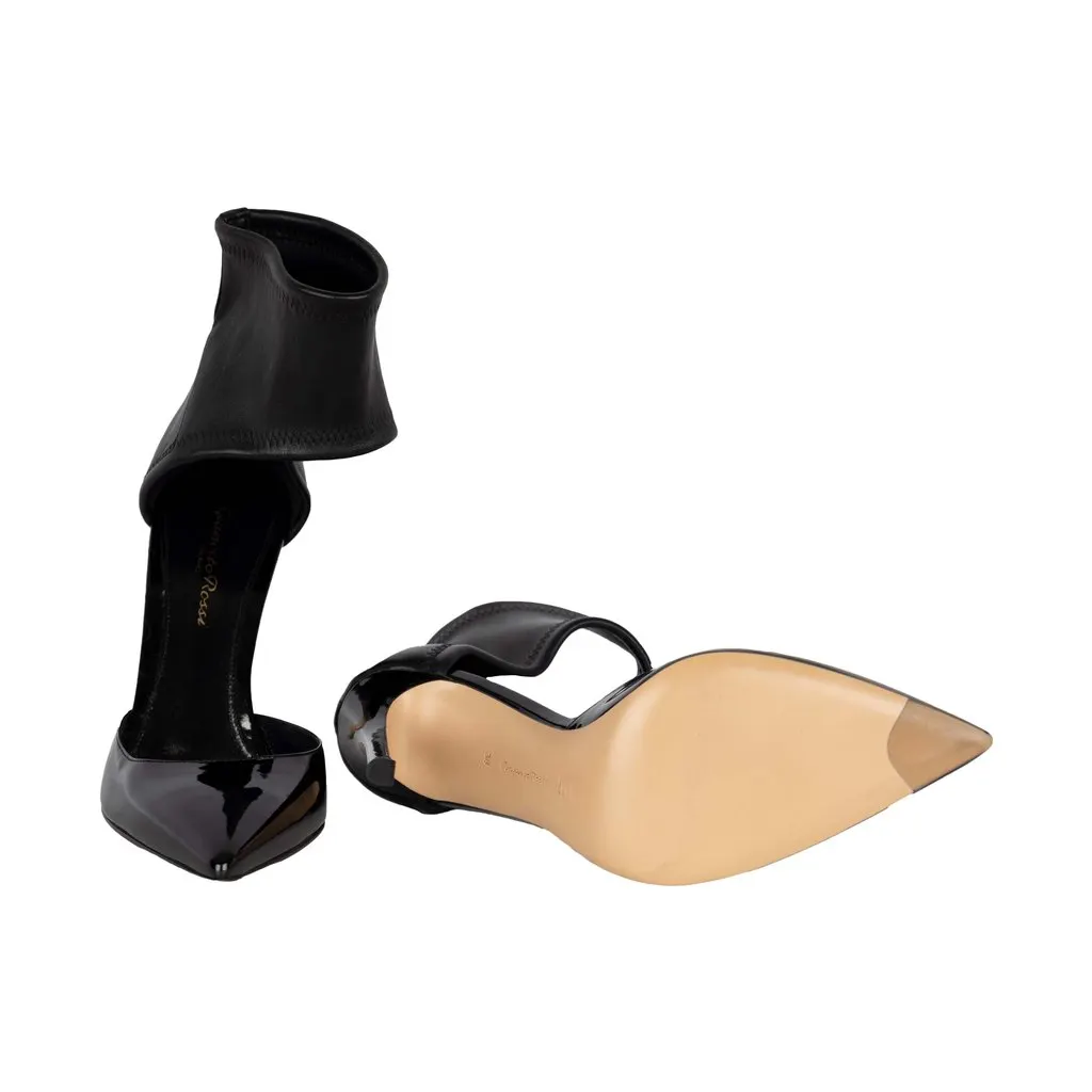 Gianvito Rossi Ankle Strap Pump Heels - '10s Black Leather Good - Model View