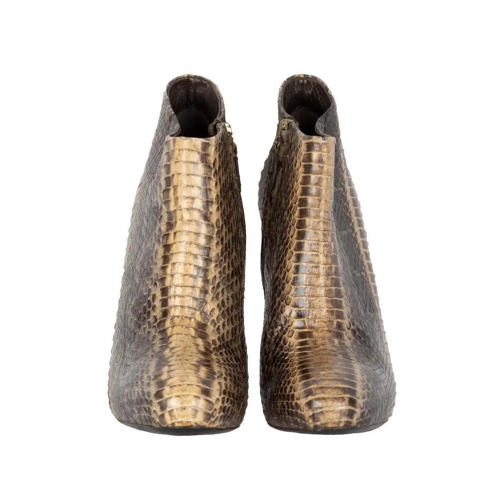 Roberto Cavalli Snakeskin Ankle Boots - '10s Brown Leather Good - Back View