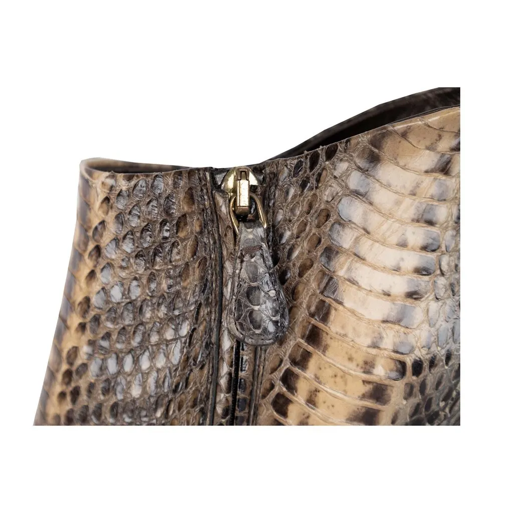 Roberto Cavalli Snakeskin Ankle Boots - '10s Brown Leather Good - Box View
