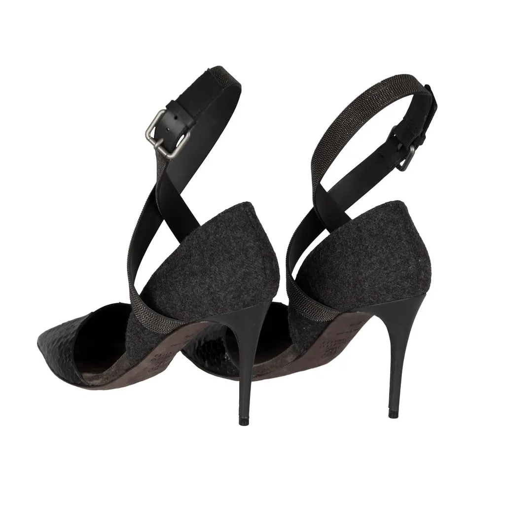 Brunello Cucinelli Strap Pumps - '10s Black Leather Good - Inside View