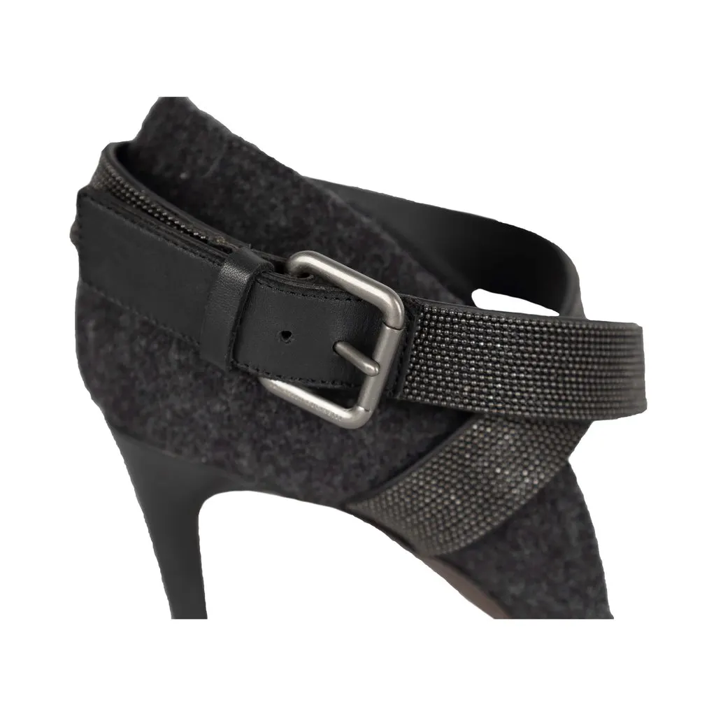 Brunello Cucinelli Strap Pumps - '10s Black Leather Good - Box View