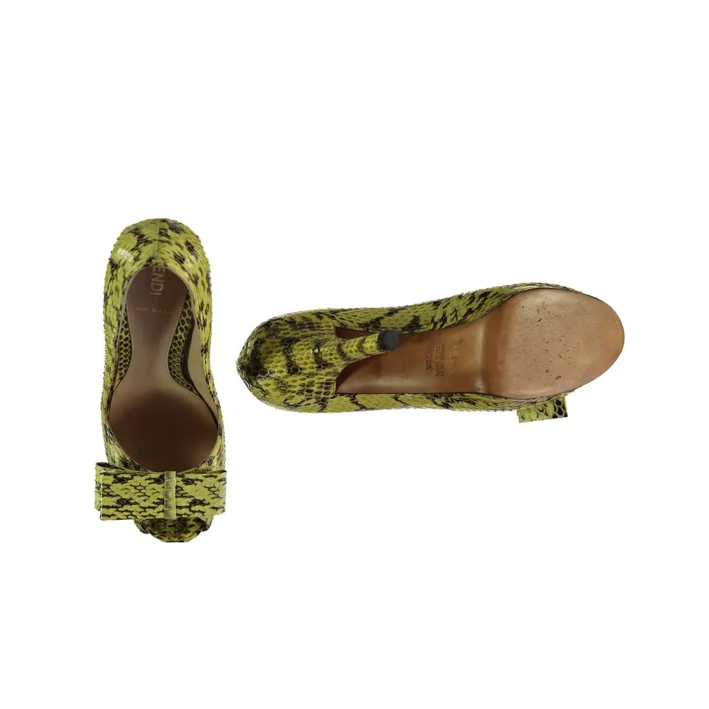 Fendi Snakeskin Peep-toe Platform Pumps - '10s Red Leather Good - Inside View