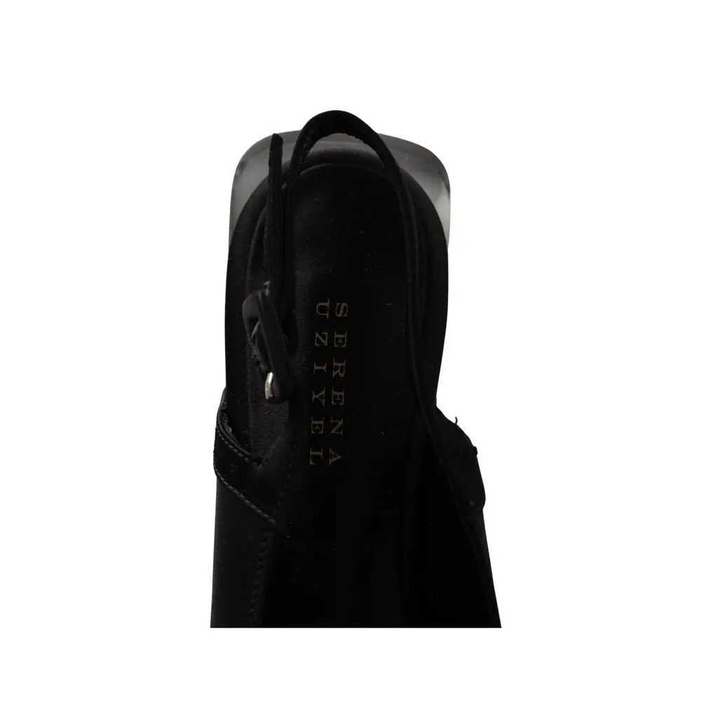 Unsigned Slingback Flats - '10s Black Satin Good - Box View