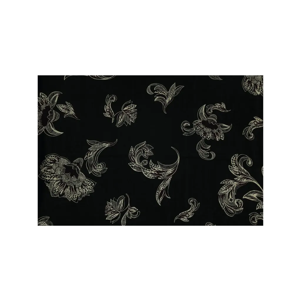 Louis Vuitton Black and White Floral Pattern Scarf - '10s Black Wool Good - Inside View