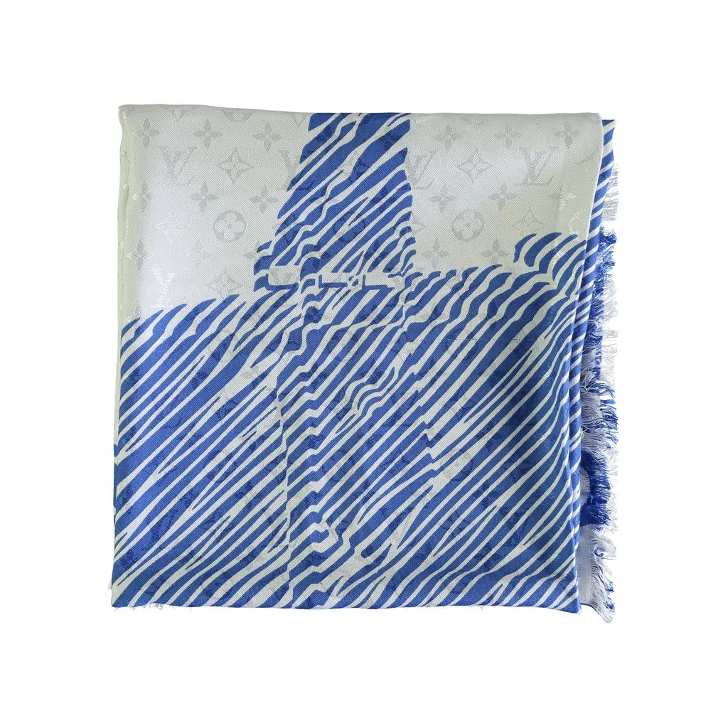 Louis Vuitton and White Alma Print Scarf - '10s White Silk Good - Back View