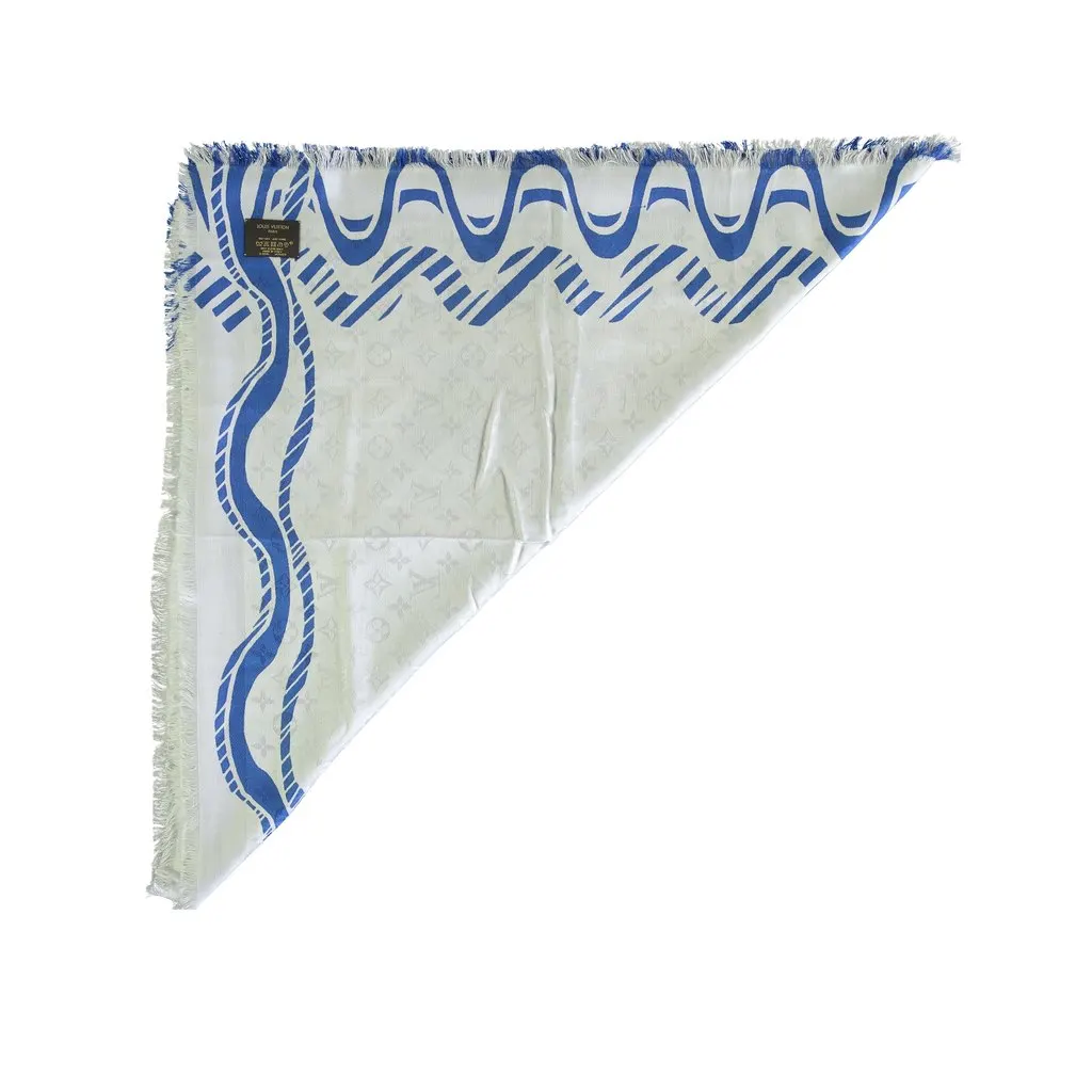 Louis Vuitton and White Alma Print Scarf - '10s White Silk Good - Model View