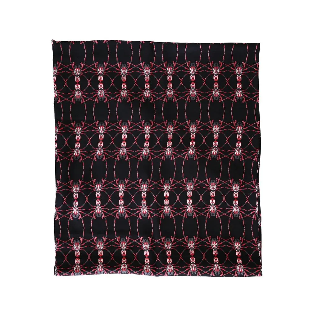 Alexander McQueen Black Red Spider Print Silk Scarf - '10s Black Silk Good - Front View