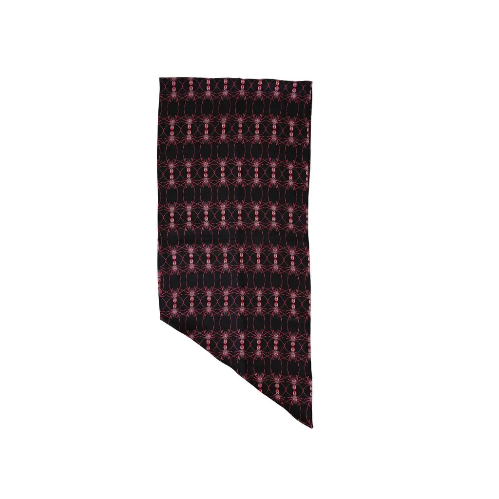 Alexander McQueen Black Red Spider Print Silk Scarf - '10s Black Silk Good - Back View