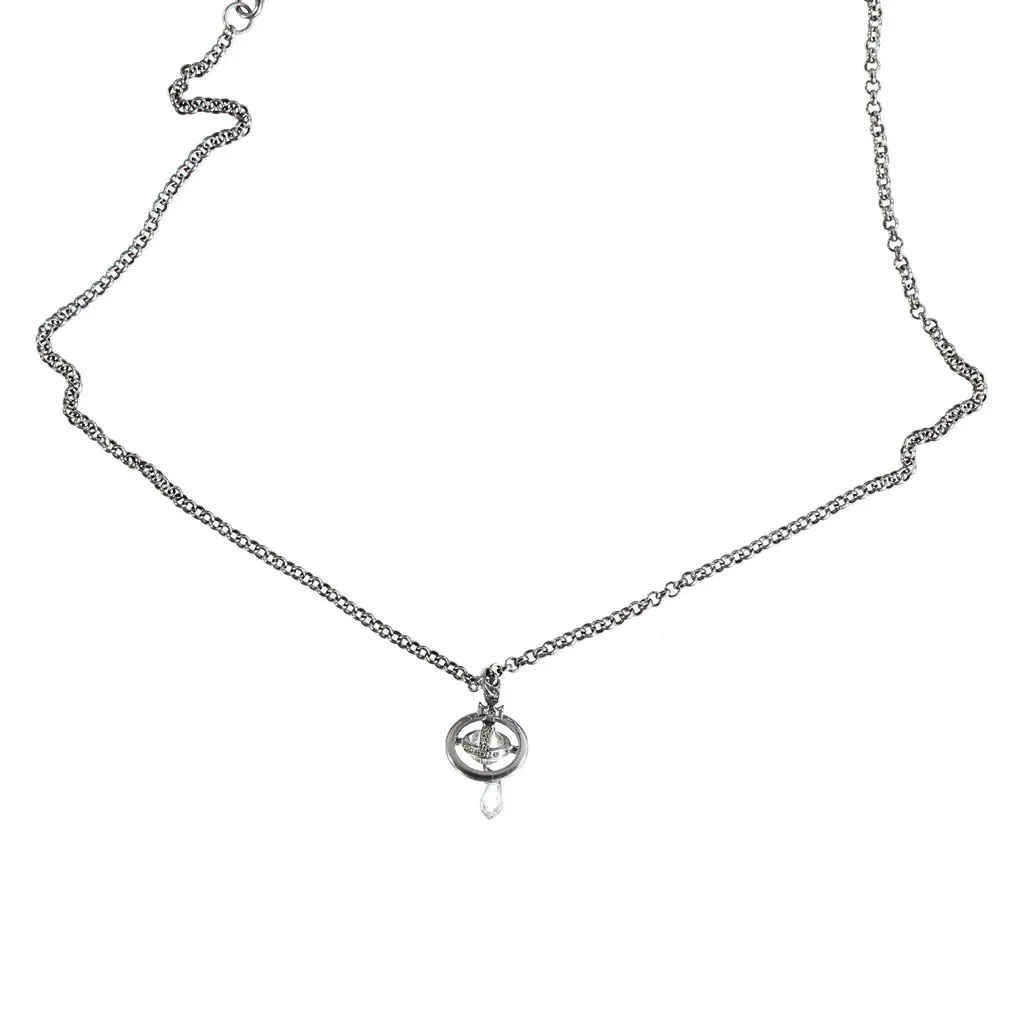 Vivienne Westwood Orb Crystal Drop Necklace - '10s Red Lace Good - Back View