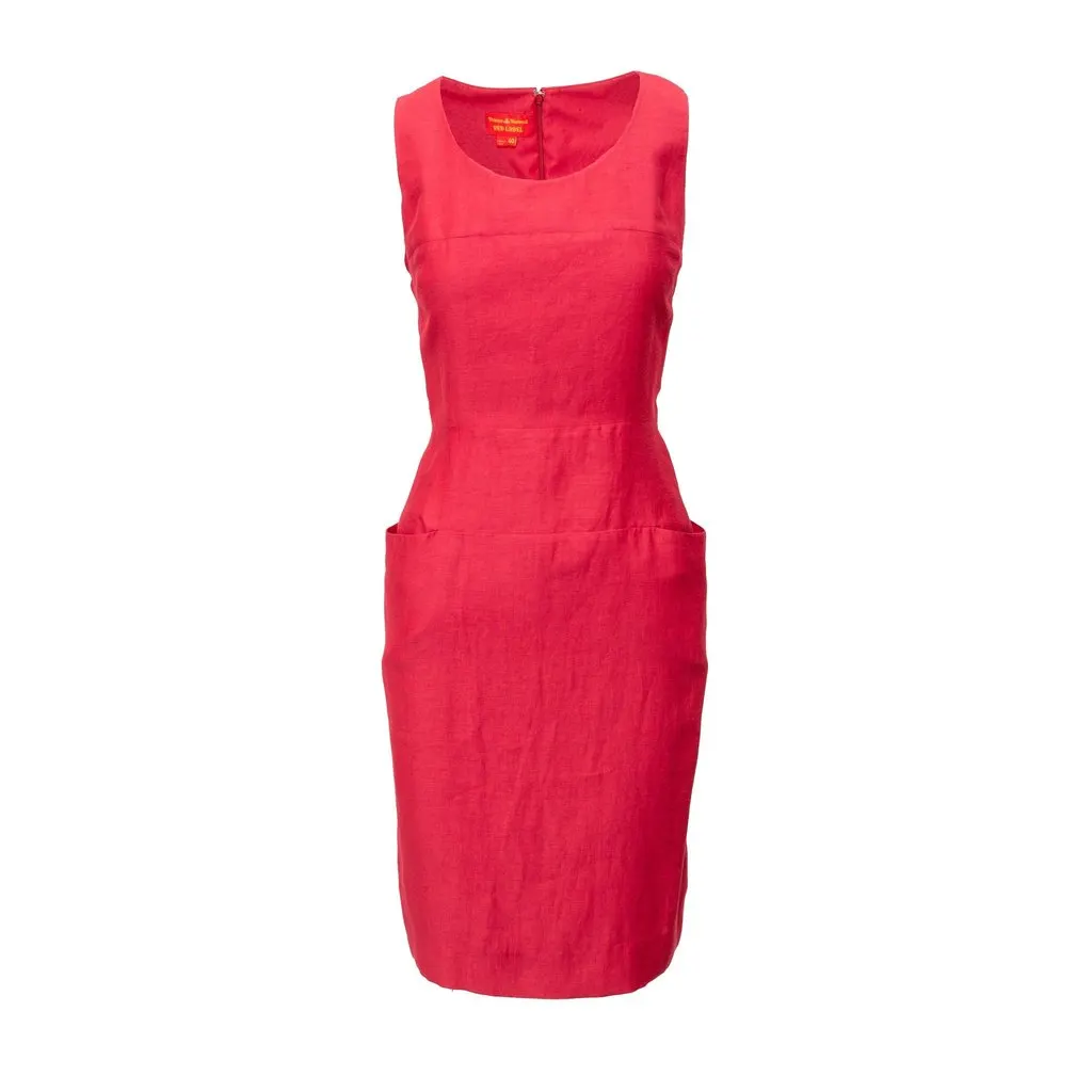 Vivienne Westwood Red Label Linen Dress - '00s Red Linen Good - Front View