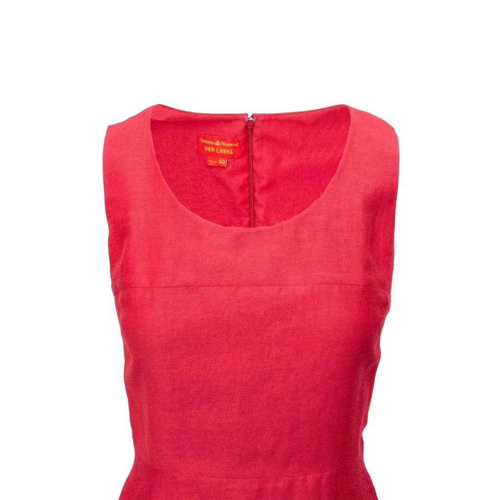 Vivienne Westwood Red Label Linen Dress - '00s Red Linen Good - Model View