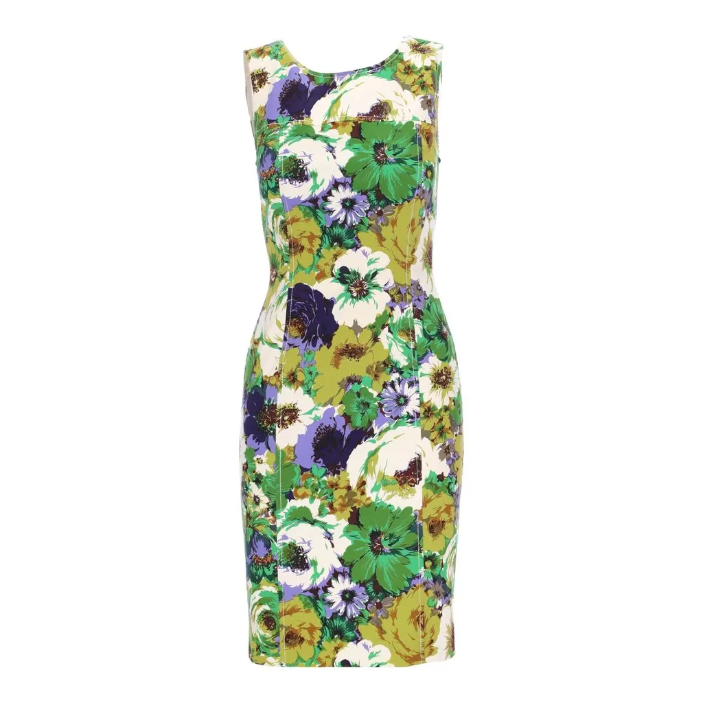 Blumarine Green Sleeveless Floral Dress - '10s Green Good - Front View