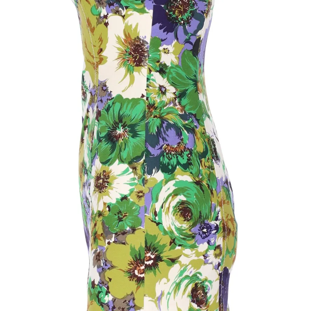 Blumarine Green Sleeveless Floral Dress - '10s Green Good - Inside View