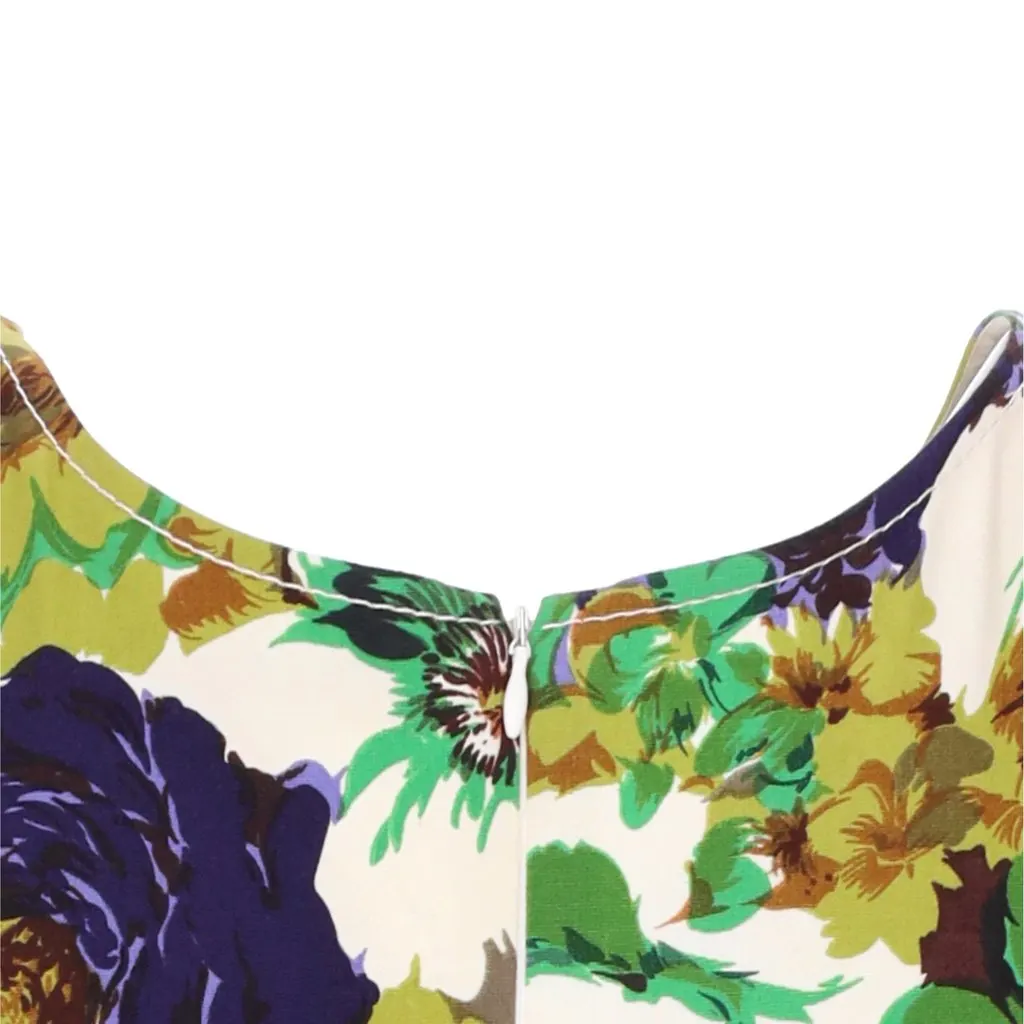 Blumarine Green Sleeveless Floral Dress - '10s Green Good - Model View