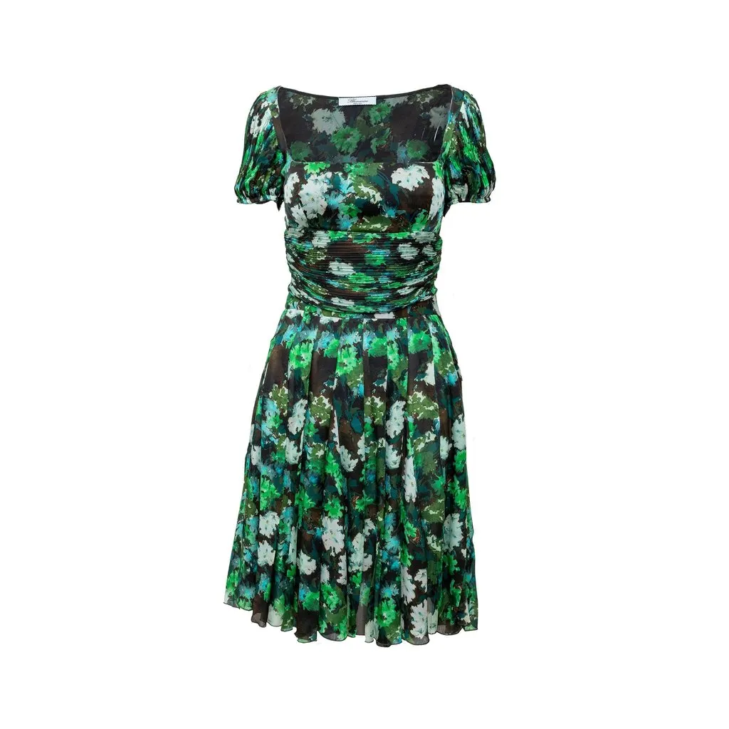 Blumarine Midi Green Floral Dress - '10s Green Good - Front View
