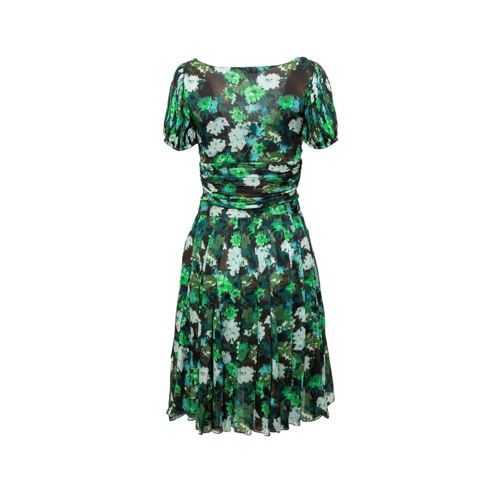 Blumarine Midi Green Floral Dress - '10s Green Good - Back View