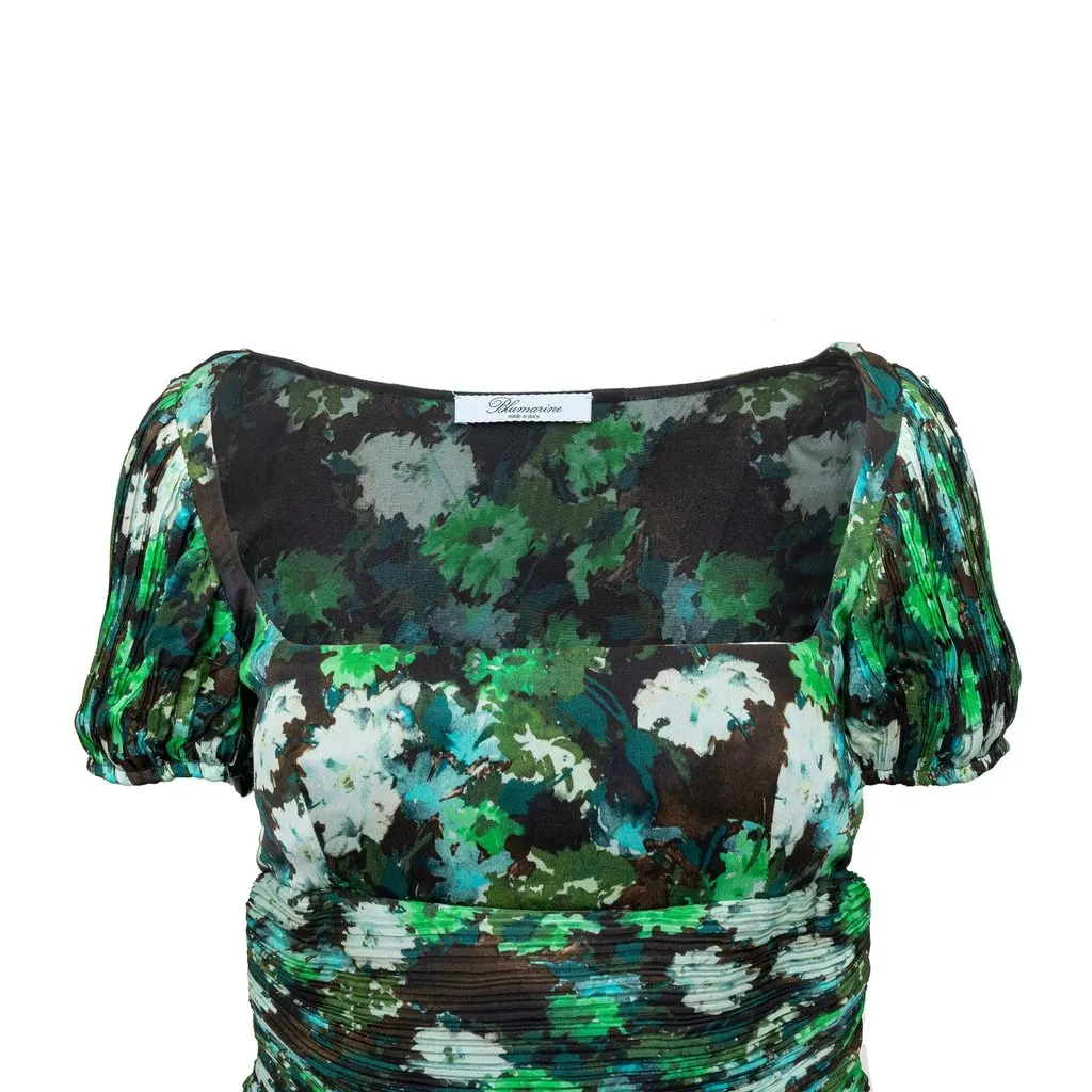 Blumarine Midi Green Floral Dress - '10s Green Good - Inside View
