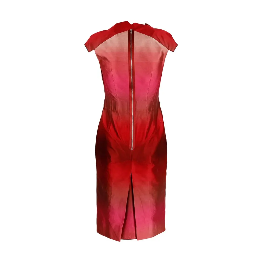 Unsigned 6267 Degrade Douchesse Silk Dress - '00s Red Silk Good - Inside View