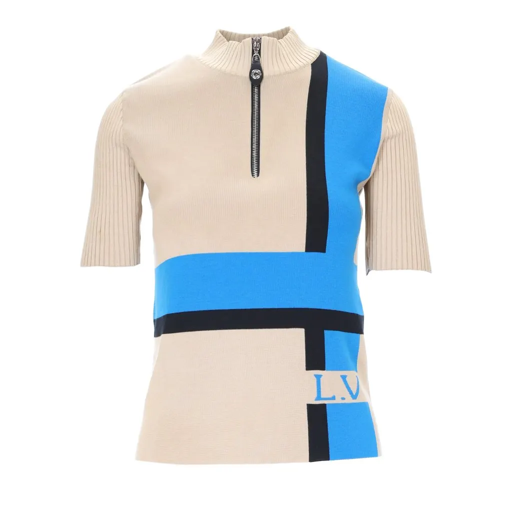 Louis Vuitton Color Block Zippered Top - '10s Red Good - Front View